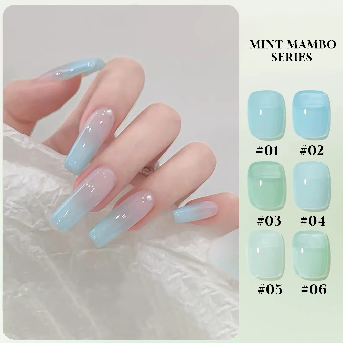 

MN 1pcs 12ML Mint Mambo Gel Nail Polish Ice Transparent Blue Green Jelly Series Gel Polish Blue Nails UV LED Light Nails