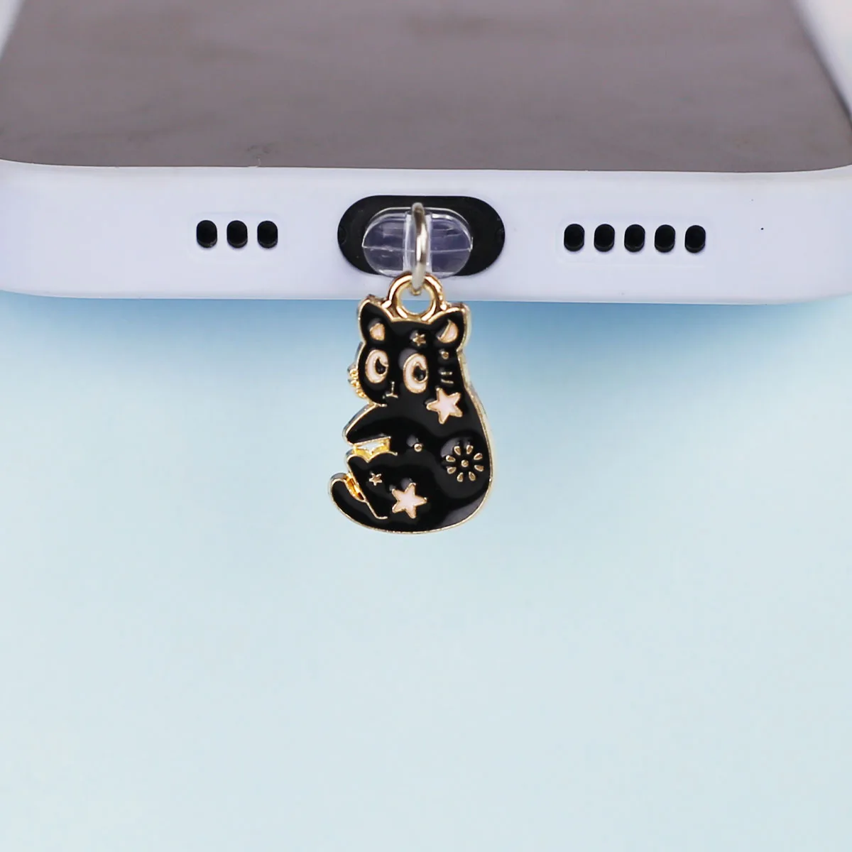 Staubschutz-Anhänger für Mobiltelefone, niedlicher Stern-Mond-Katzen-Anhänger, geeignet für iPhone und Type-C-Anschlüsse. – Detail 6