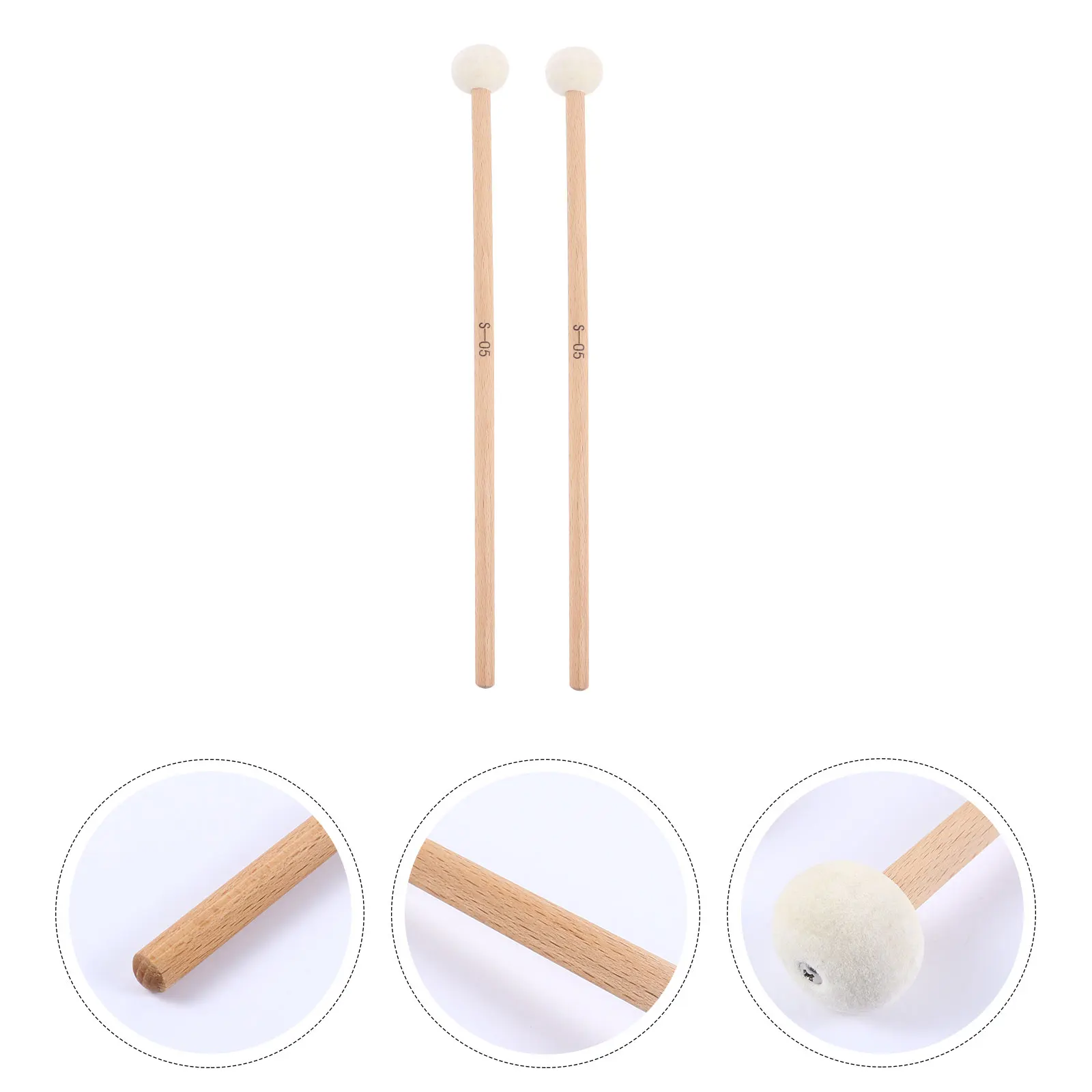 

2Pcs Professional Timpani Drum Sticks Felt Head Wooden Handle Safe Ecofriendly Suitable for Students Professionals