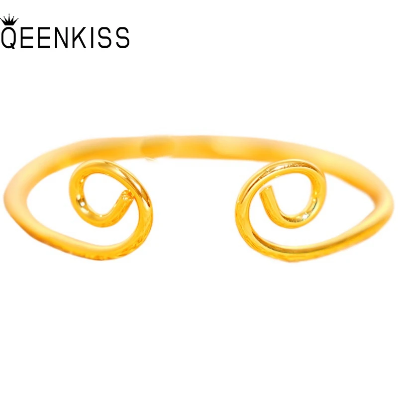 QEENKISS Gold Vintage Wukong Golden Hoop Bracelets Bangles For Women Wedding Party Birthday Christmas Girlfriend Gifts BT5340