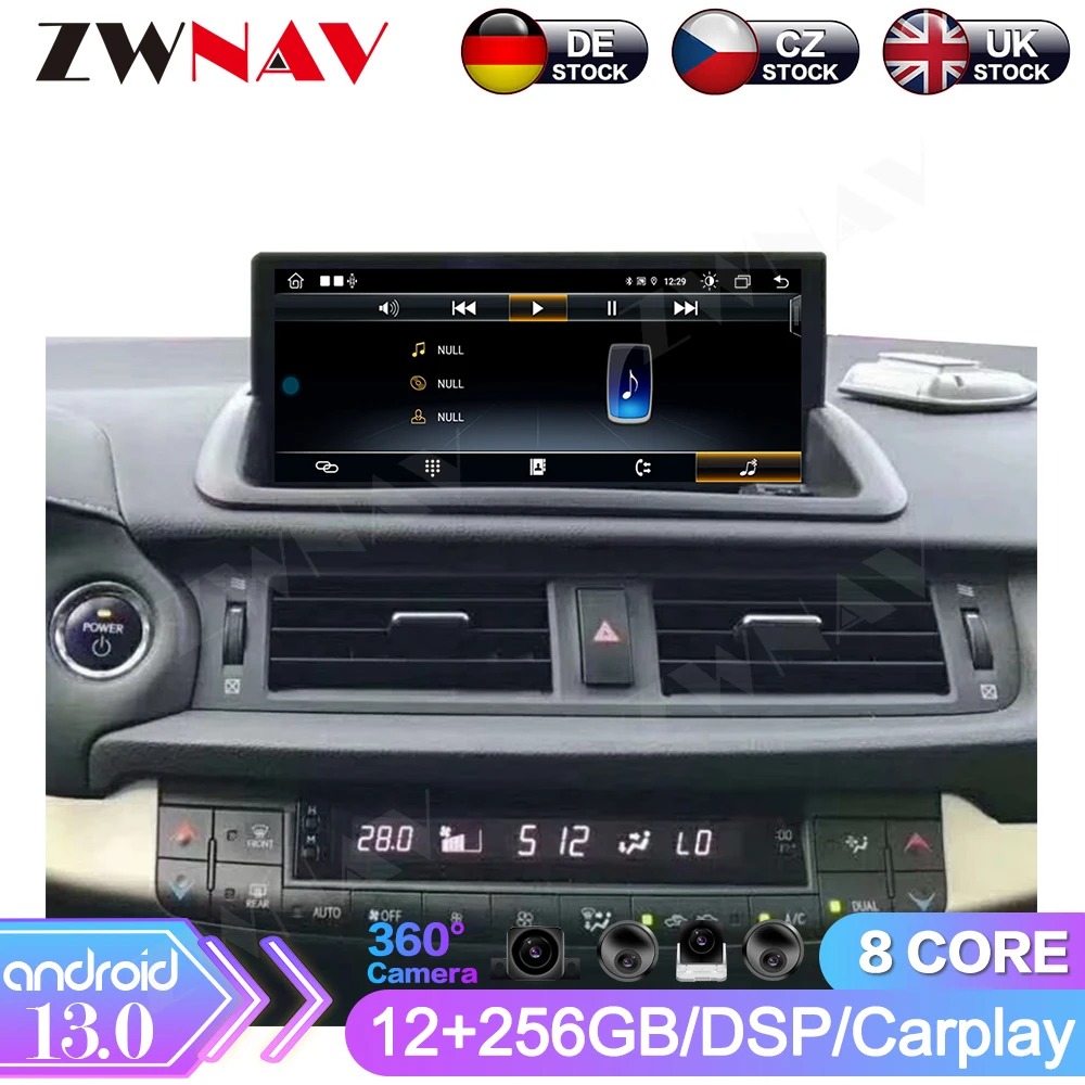 Android 13.0 For Lexus CT CT200 CT200H 2012-2017 Car Multimedia Player Recoder GPS Navi Radio Stereo Head Unit DSP Carplay WIFI