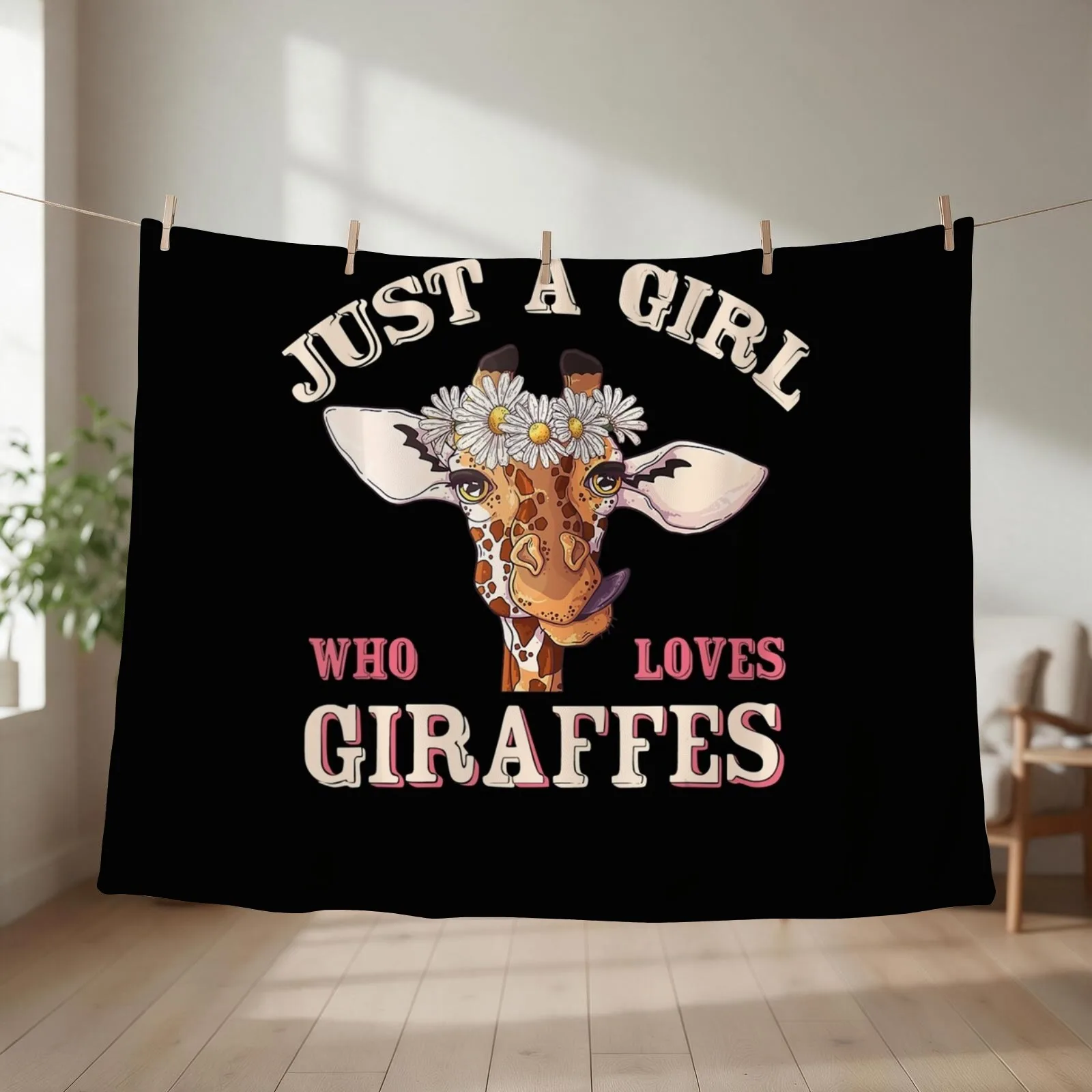 Just A Girl Who Loves Giraffes Giraffe Throw Blanket couch cozy soft plush fuzzy picnic outdoor blanket