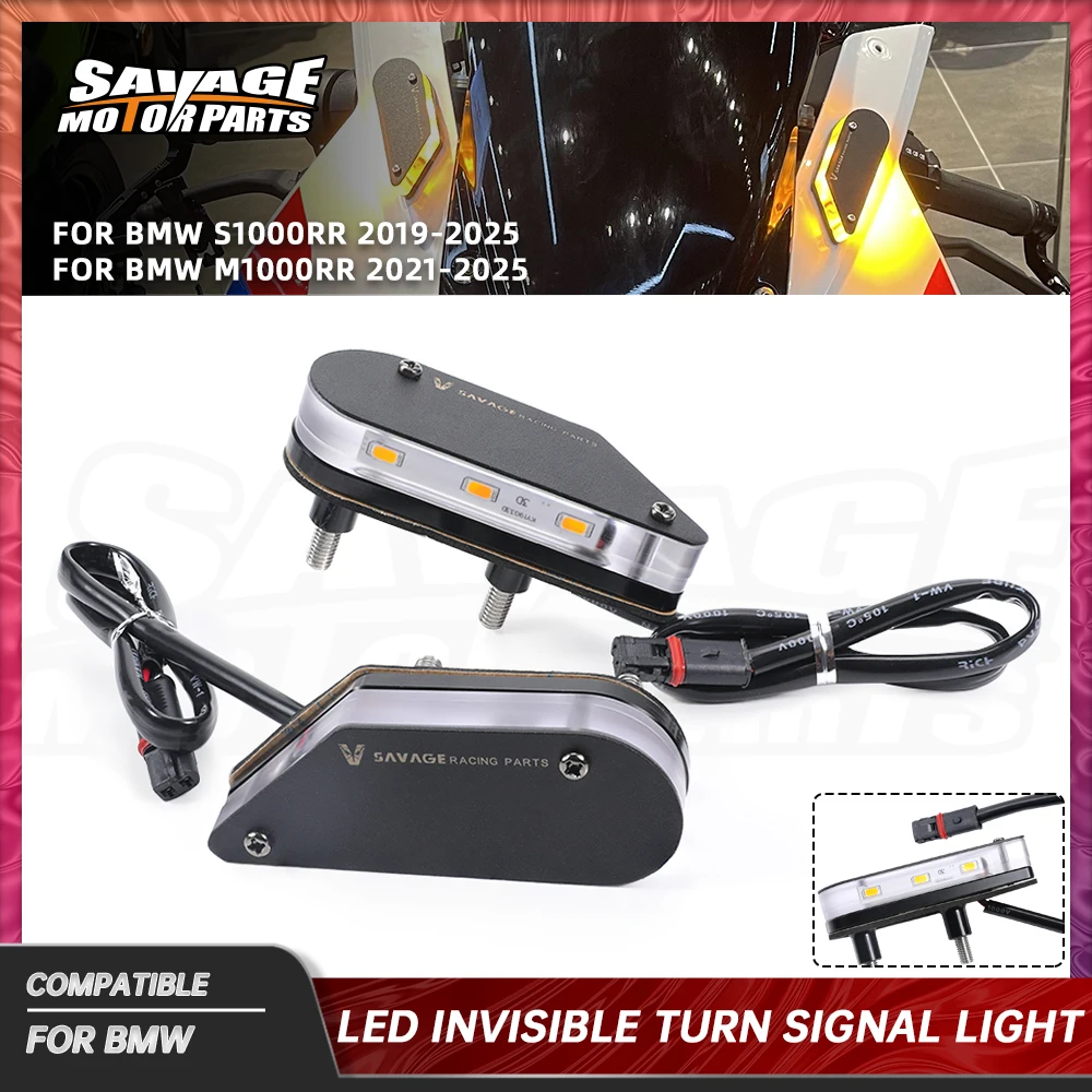 S1000RR 2025 LED Invisible Turn Signal Light For BMW M1000RR S1000RR 2024 Motorcycle Accessories Indicator Blinker Mirror Plate