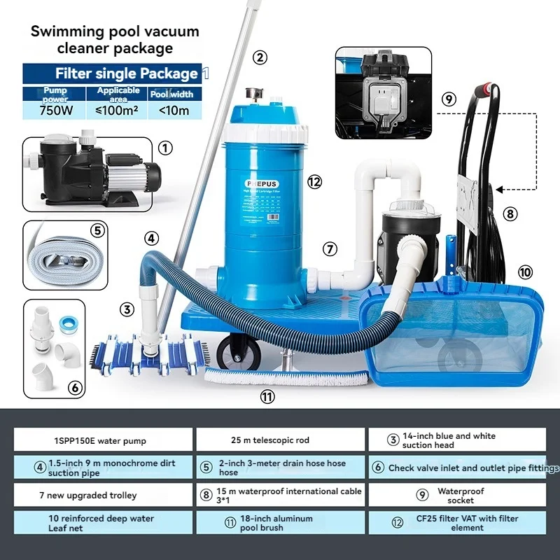 Pool Bottom Suction Pump Fish Pool Bottom Suction Equipment Underwater Vacuum Cleaner Algae Sludge Cleaning