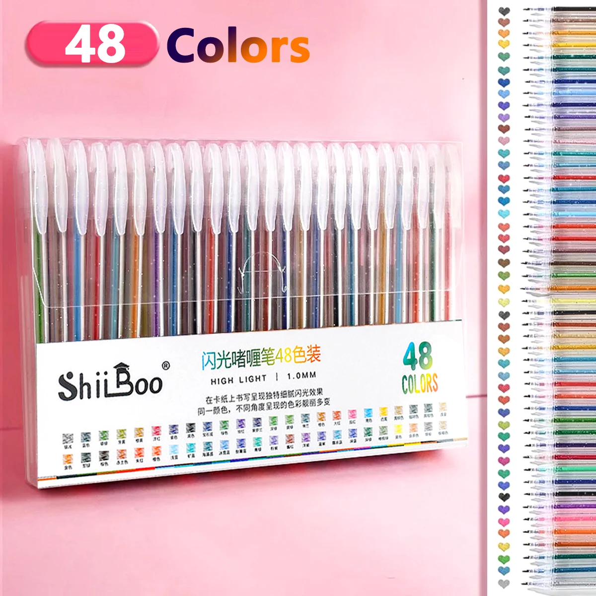 60 Farben Glitzer-Gelstift, 1,0 mm, Metall, Glitzerfarbe, Kugelschreiber, Papier, Karton, Tagebuch, Zeichnung, Markierung, Färbung, DIY-Kunst