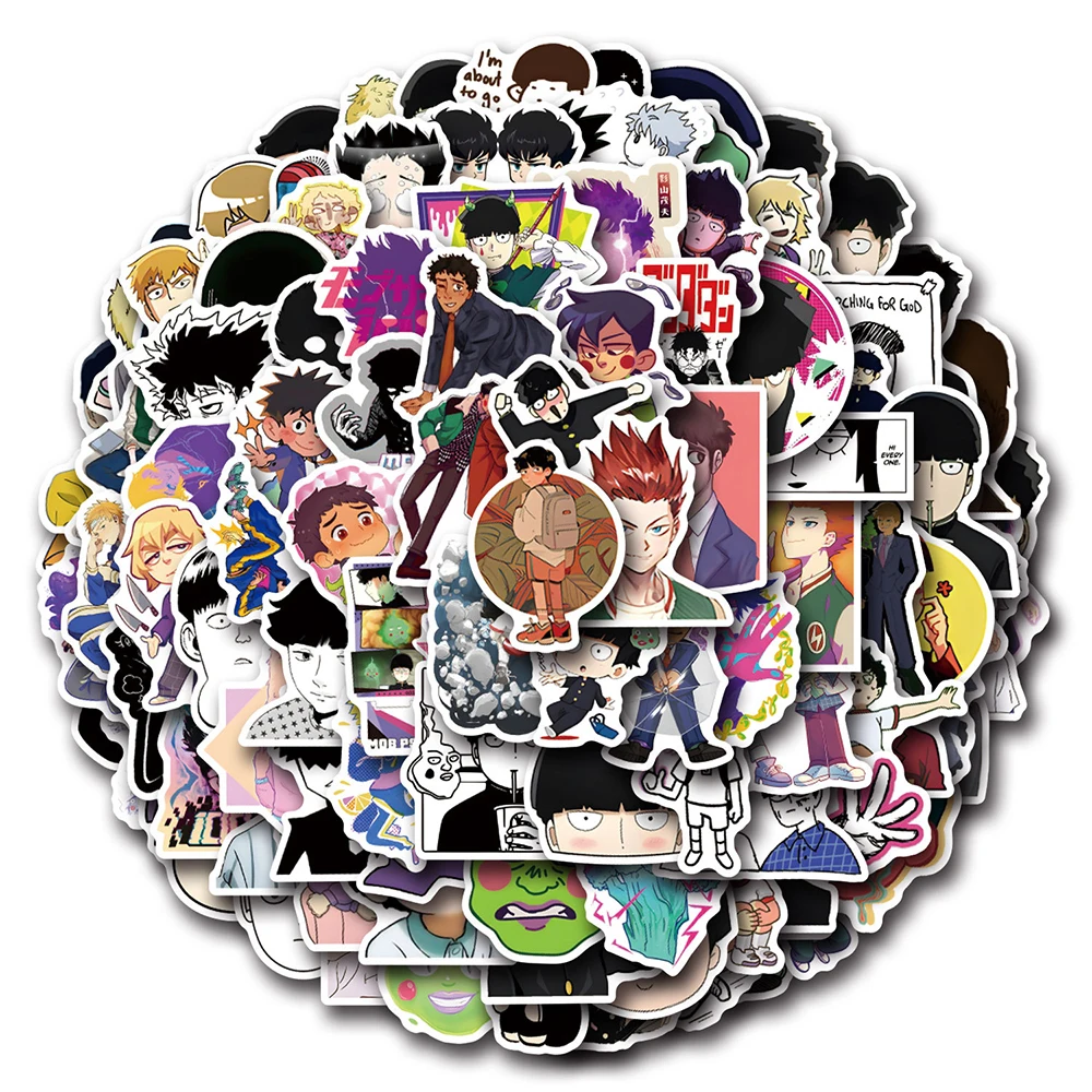 10/30/55/110pcs Mob Psycho 100 Anime Stickers Funny Reigen Arataka Sticker Laptop Bike Skateboard Luggage Mob Cartoon Decals Toy