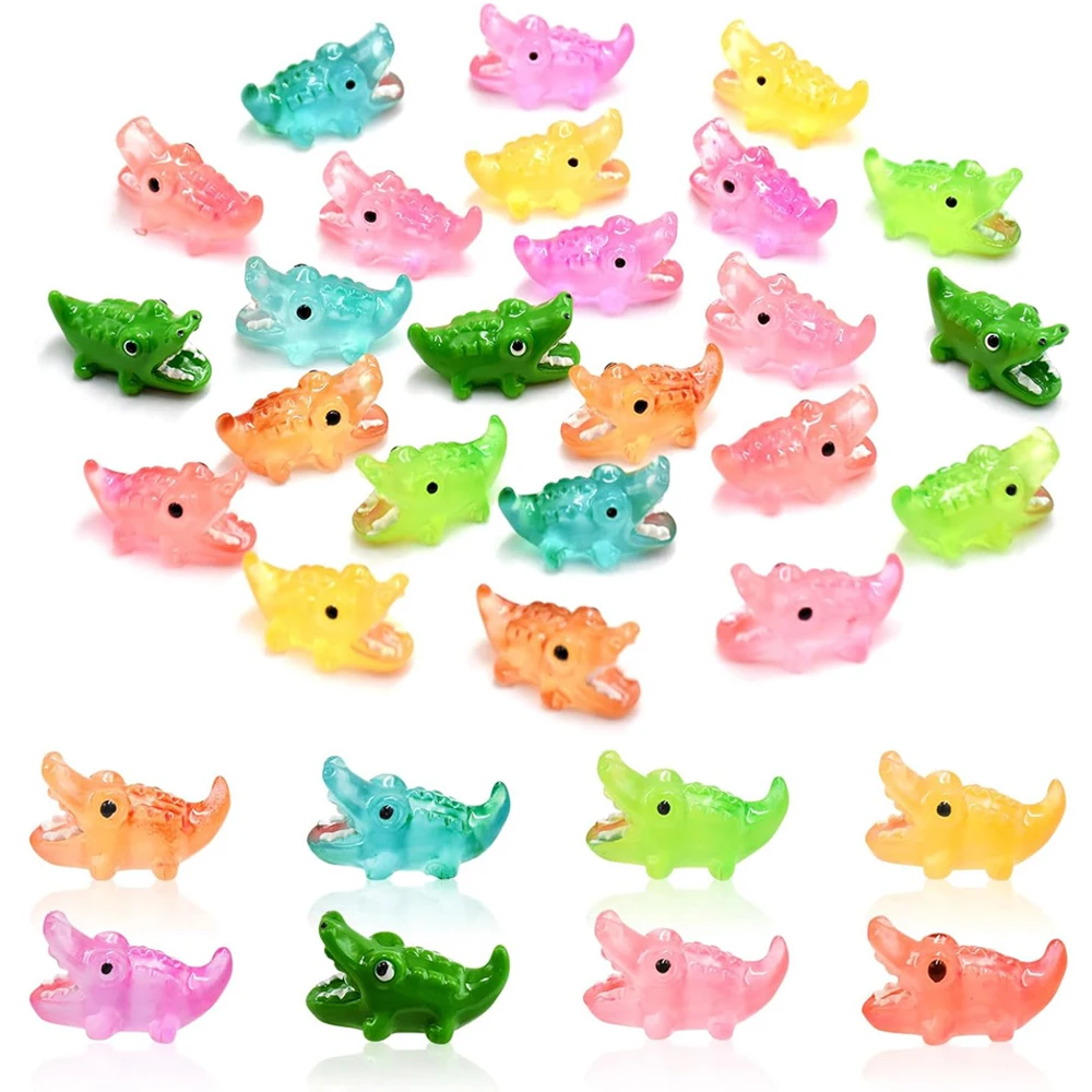 

24Pcs Mini Crocodile Animal Luminous Mini Resin Animals for Dollhouse Micro Fairy Garden Landscape Aquarium Birthday Decorations