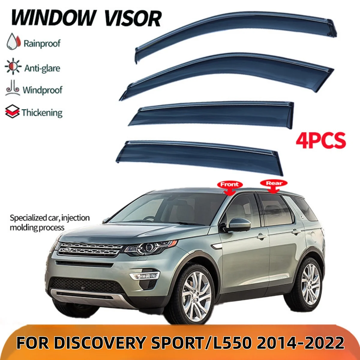 4pcs PC Window Visor Rain Shine For Range Rover Discovery Sport L550 2014-2022 Shade Ventvisor Strip Window Deflector Accessorie