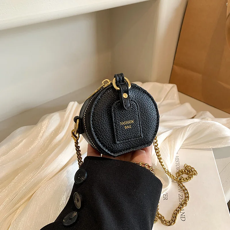 New Fashion Chain Coin Purse Bag Mini Letter Print Crossbody Bag Round Cake Shoulder Bag Kids