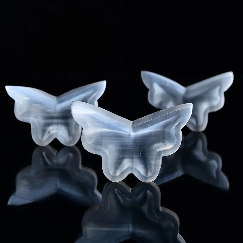 1PC Natural Selenite Crystals Butterfly Bowl Chakra Quartz Healing Crystal Carving Stone White Gypsum Ornaments Collection Gifts