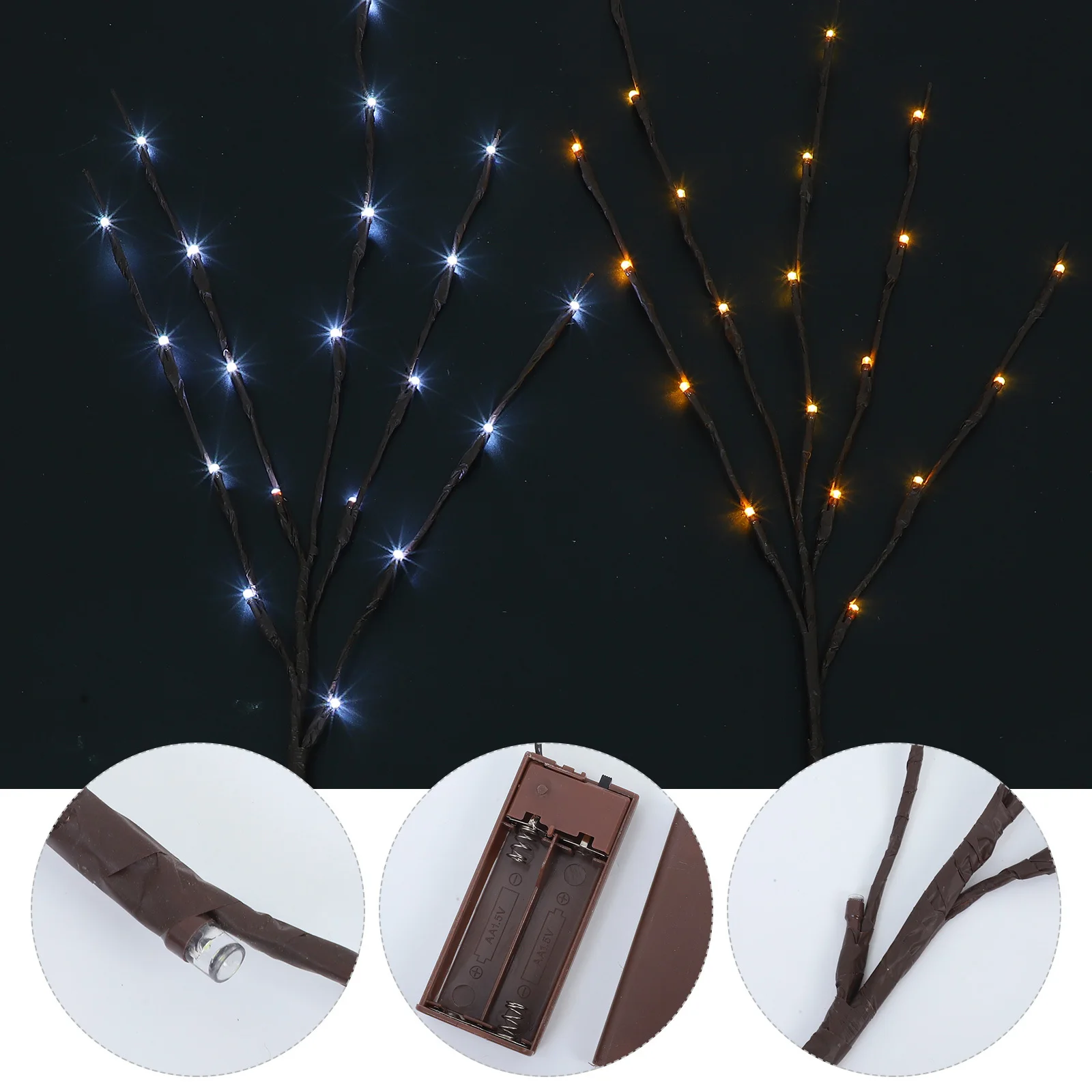 2 قطعة فروع شجرة محاكاة مصباح أبيض دافئ أبيض ديكور ضوء الليل لغرفة المعيشة المنزلية عيد الميلاد LED فروع الخفيفة