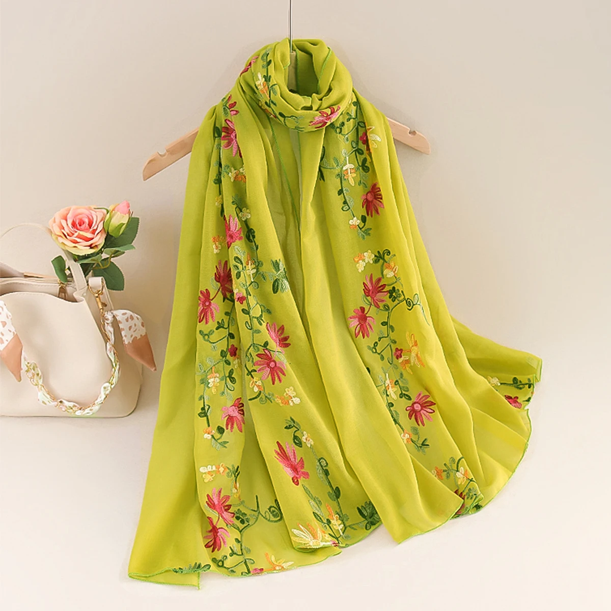 New spring and summer female literary national wind shawls cotton and linen long sunscreen travel scarf dual-purpose embroidery