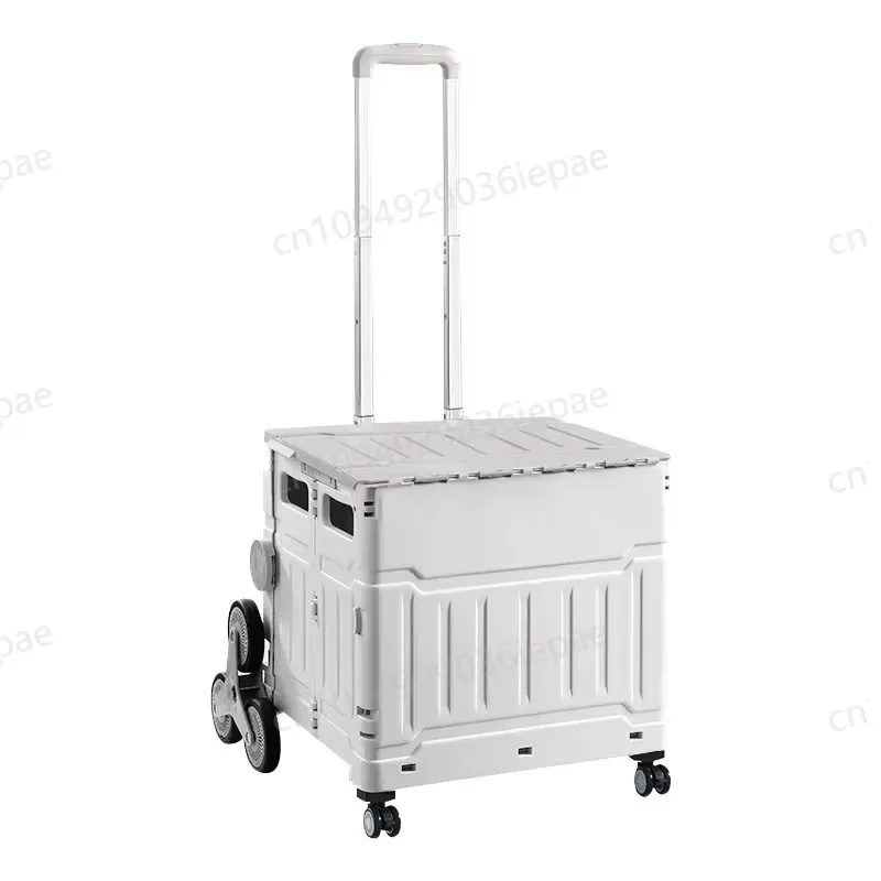 80L Grocery Trolley Shopping Cart Supermarket Foldable Basket Storage Movable Climbing Box 8 Wheels Market Travel Bag