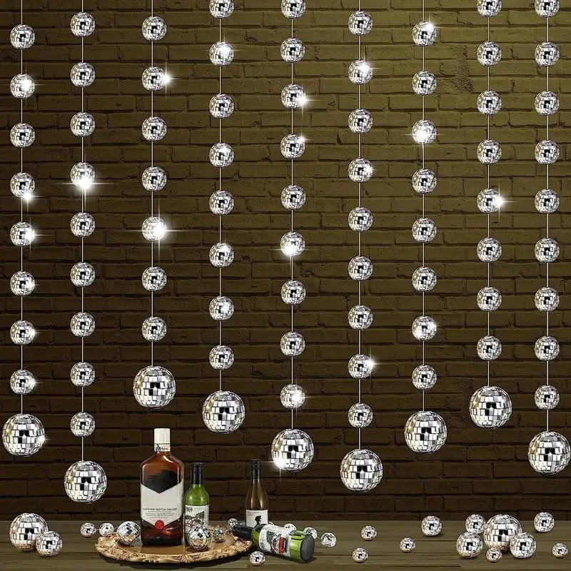 Disco Ball Sphere Mirror Surface Dazzling Reflections Disco Ball Pendant String Hanging Disco Ball Ornament Party Supplies