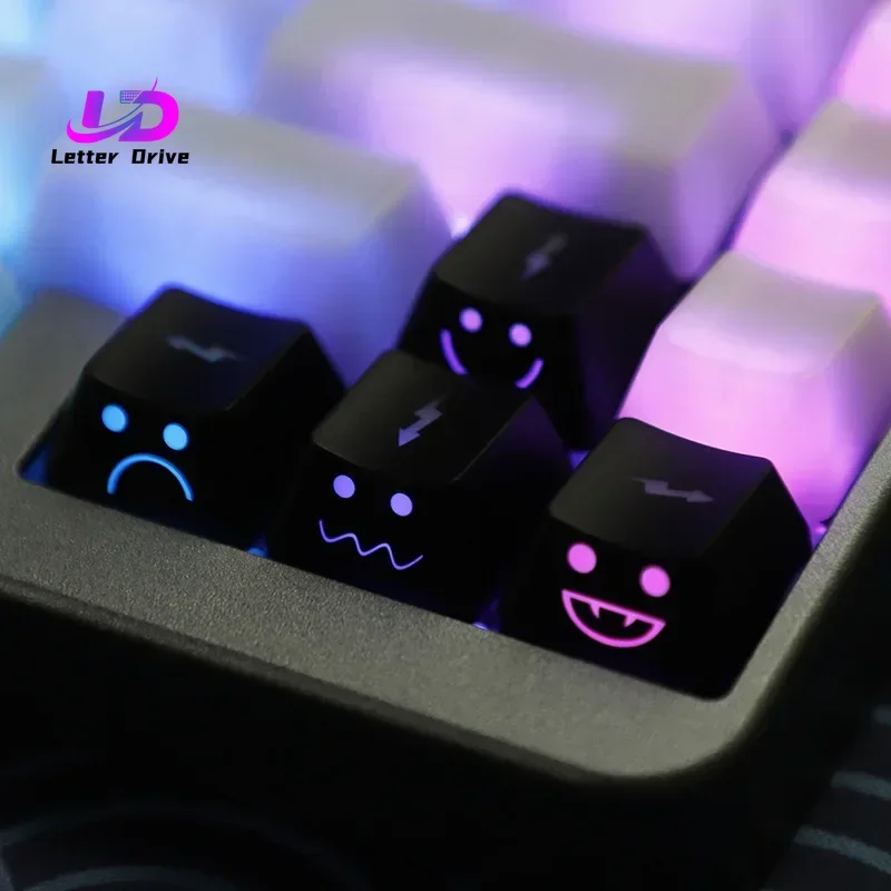 Letter Drive New Cute Emo Keycap Set WASD Arrow Broadside Lighting Key Cap for Mechanical Keyboard Compatible with MX Switch