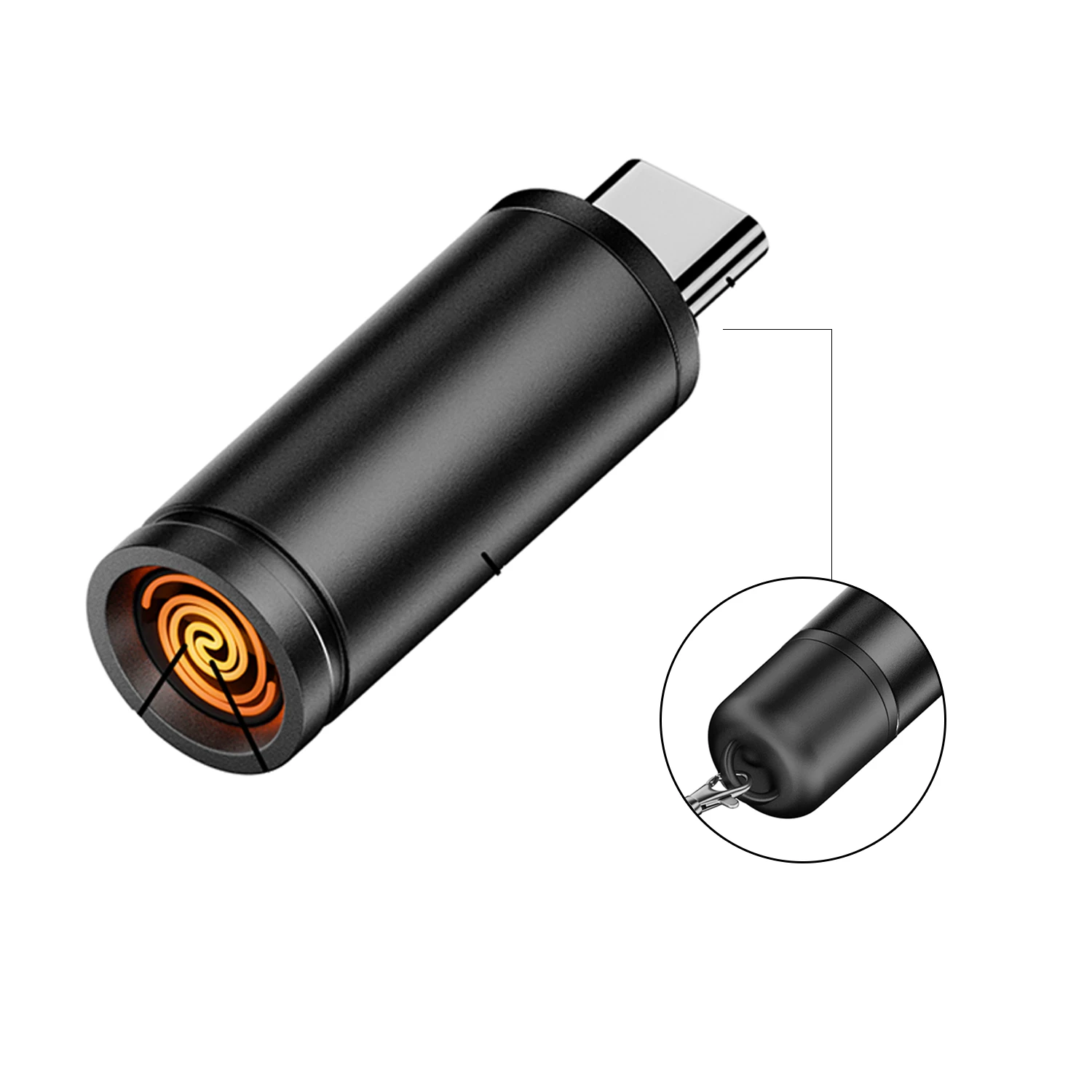 USB Type C Heating Coil Electric Lighter Flameless Windproof Plug-in Phone Blow Ignition for Outdoor Travel Camping Emergency