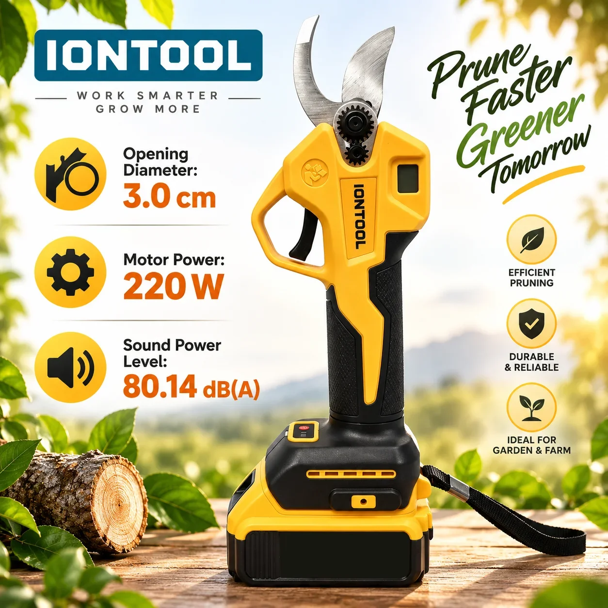 IONTOOL Cordless Electric Pruning Shears for Fruit Tree Bonsai Shaping and Garden Maintenance 30mm Tool Only