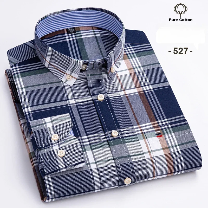 แฟชั่นกว่าขนาด 7XLเสื้อแขนยาวสําหรับชายผ้าฝ้าย 100% Oxford SLIM FITเสื้อธรรมดนุ่มสบายๆElegants Designerเสื้อผ้า