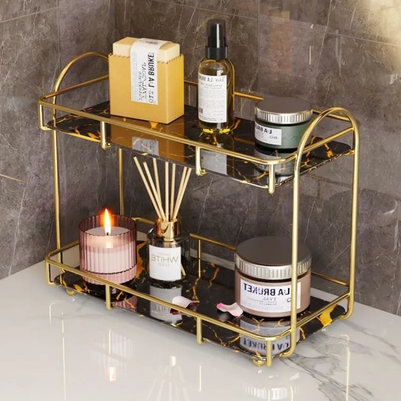 Bathroom Organizer Shelf  Metal Large Capacity Skincare Shampoo Perfume Storage Rack Home Kitchen Desktop Organizer Holder