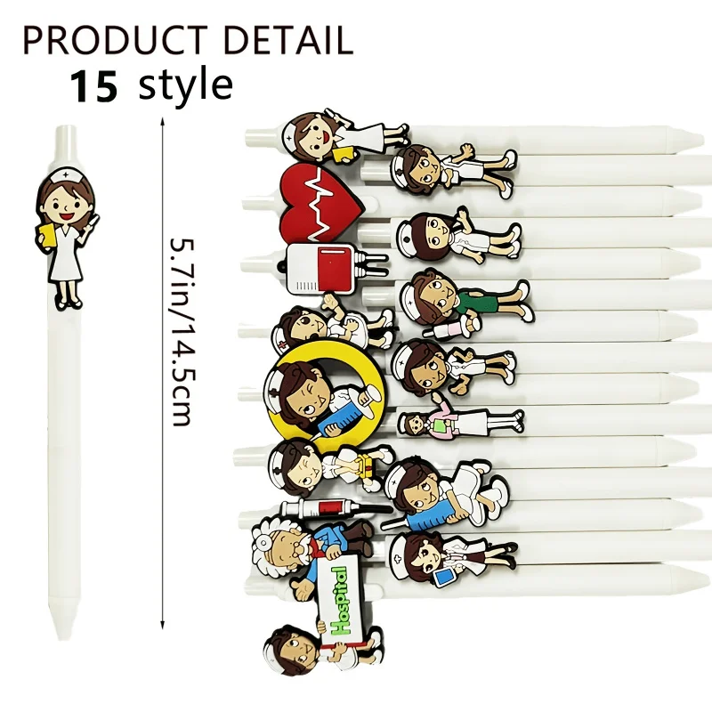 15/10/5 pcs Nurse-Themed Retractable Ballpoint Pens  Fun Medical Designs - Ideal Gift for Nurses & Medical Students