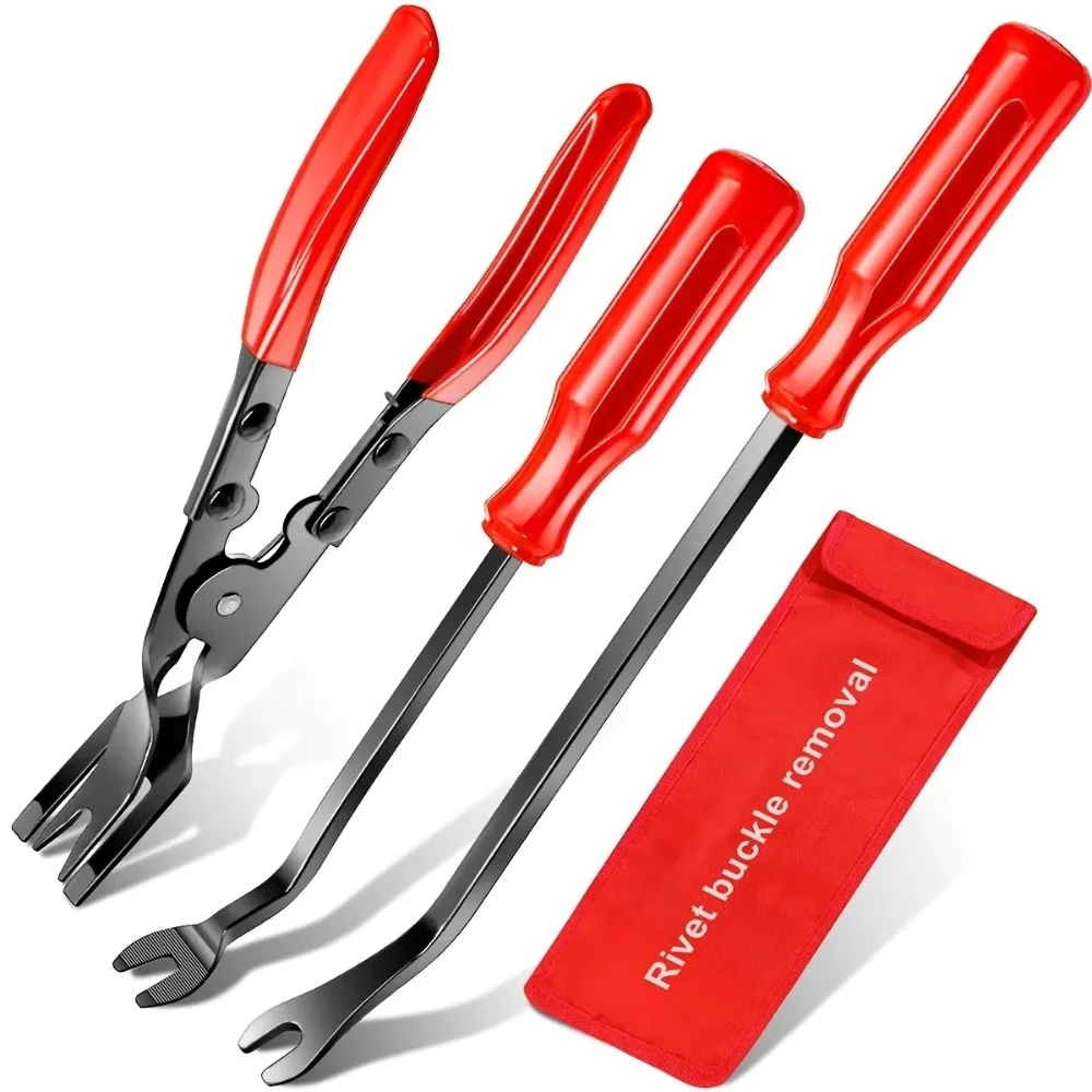 4Pcs Car Clip Pliers Set Fastener Removal Tool, Auto Trim Removal Tool Kit Pry Tool Set Car Door Panel Dashboard Repair Kit