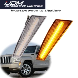 For 2008-2012 Jeep Liberty Amber/White LED Front Bumper Side Marker Turn Signal Lights Driving /Parking Lights Fender Flare Lamp