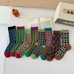 Autumn Winter Women Socks Cotton Knitting Japanese Fashion Girls Elastic High Long Socks Harajuku Retro Vintage Crew Stockings