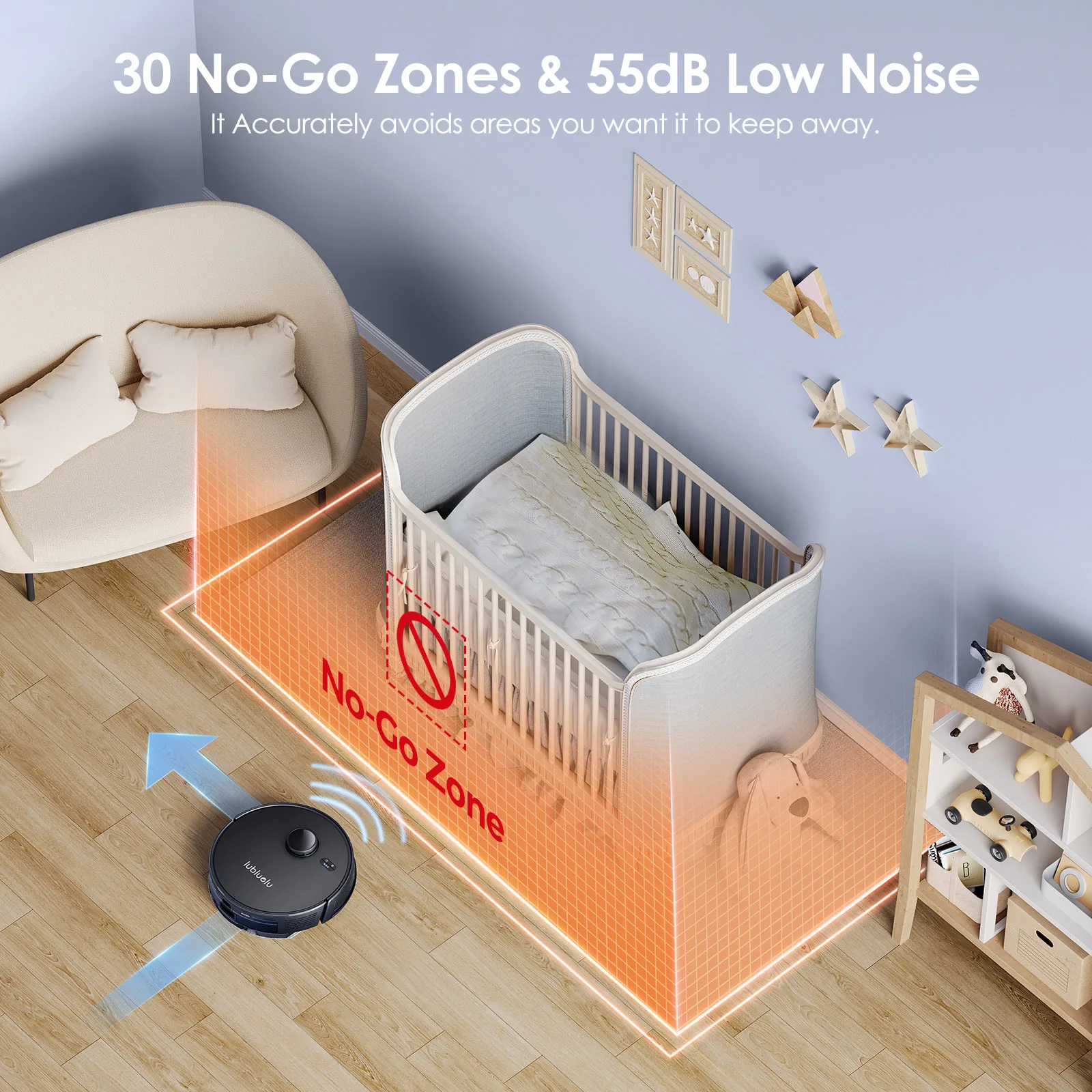 Picture 6: Lubluelu L15 Robot Vacuum And Mop Combo 5000Pa, 3 In 1 Robot Vacuum Cleaner,Robot Vacuum, Auto-Charging, 5 Maps, 30 No-go Zones