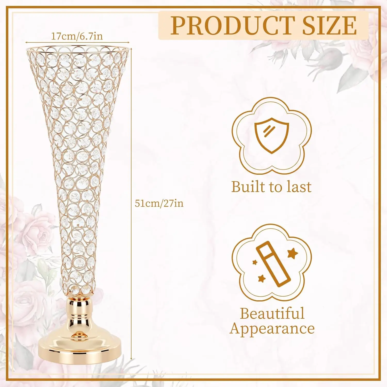 Crystal Candle Holders Set Of 4 20 Inch Wedding Centerpieces For Tables Gold Four Slender Beaded Stands That Raise One Bloom Or A Wax Pillar High Above The Plates