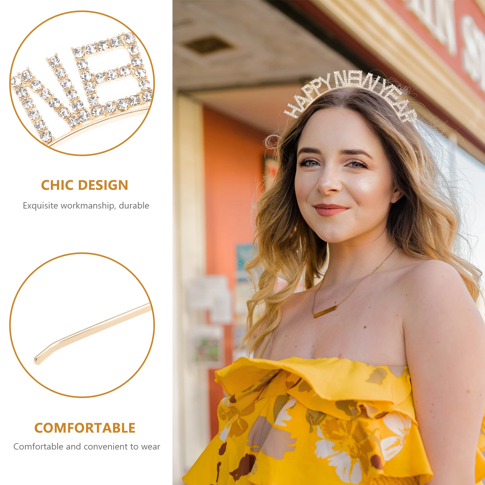 

New Years Party Headband Hair Ribbons Decoration Ties Favor Golden Zinc Alloy Baby