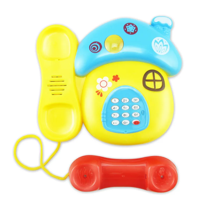 Telefone celular cogumelo para crianças, brinquedo quebra-cabeça para bebê, telefone dos desenhos animados com iluminação e música, 1pc