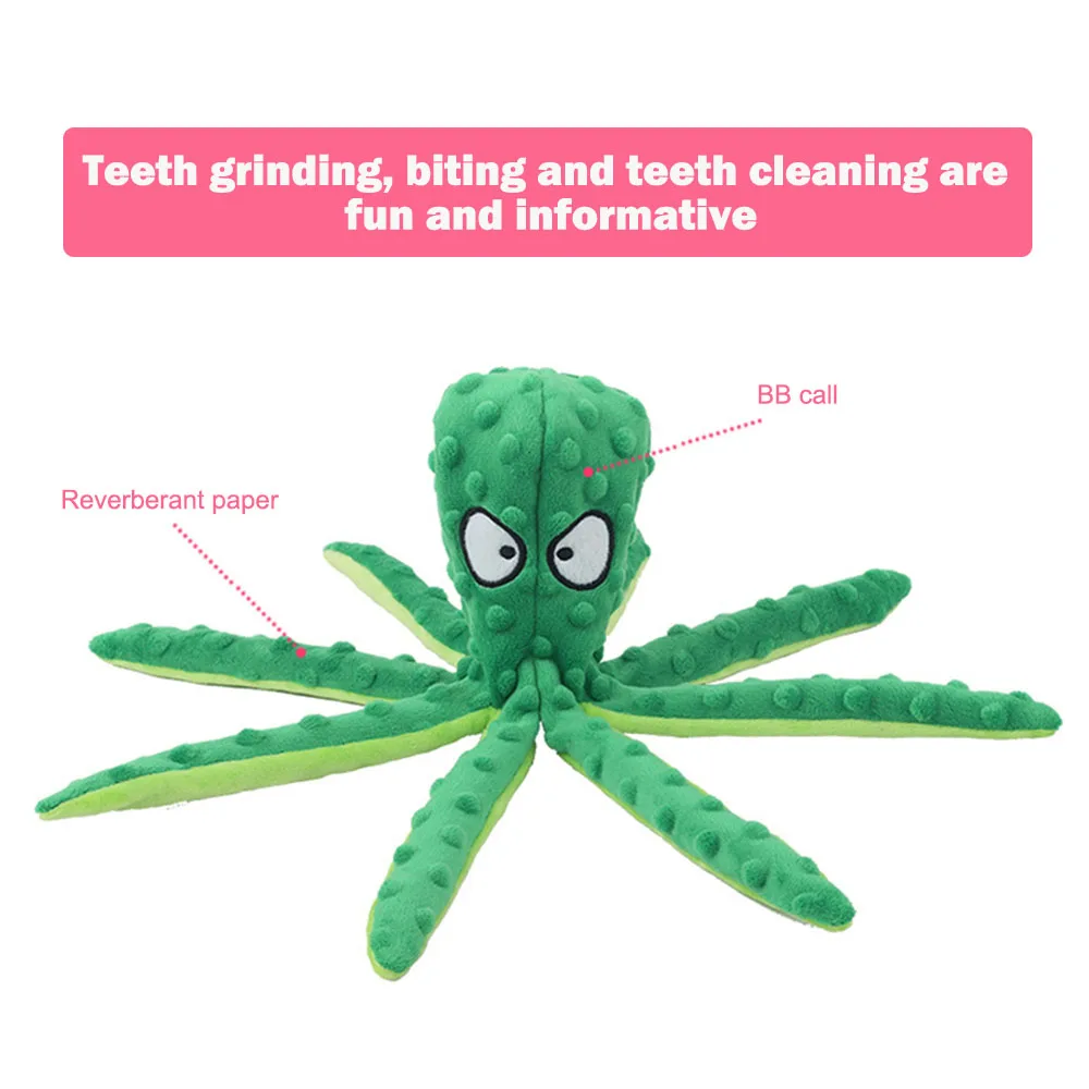 Polvo forma brinquedo de pelúcia para Pet, dentes interativos, brinquedo anti-mordida mastigar produto Pet, limpeza dos dentes, treinamento dos dentes