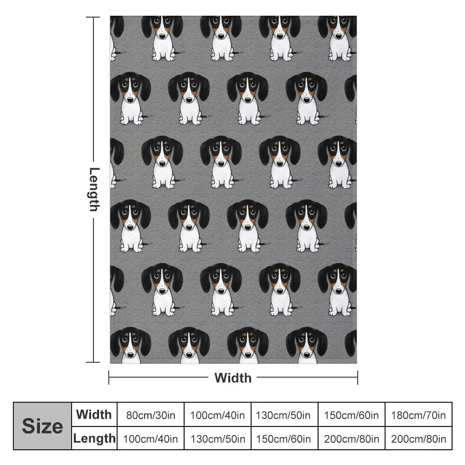 Piebald Dachshund | Cute Black, Tan and White Wiener Dog Throw Blanket couch cozy soft plush fuzzy picnic outdoor blanket
