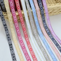 1pc Boho Jacquard Ribbon 50 Yards Diamond Ribbon Embroidery Jacquard Trim for Sewing Handmade Bag Clothing Decoration Lace