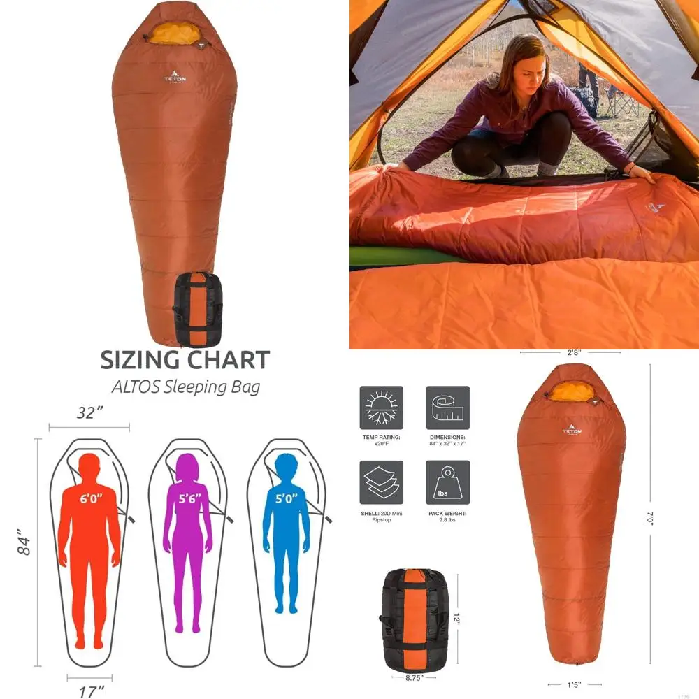 Saco de dormir momia cálido y ligero para adultos para acampar y hacer senderismo, adecuado para temperaturas de 20 grados y 0 grados, Ideal para Ba