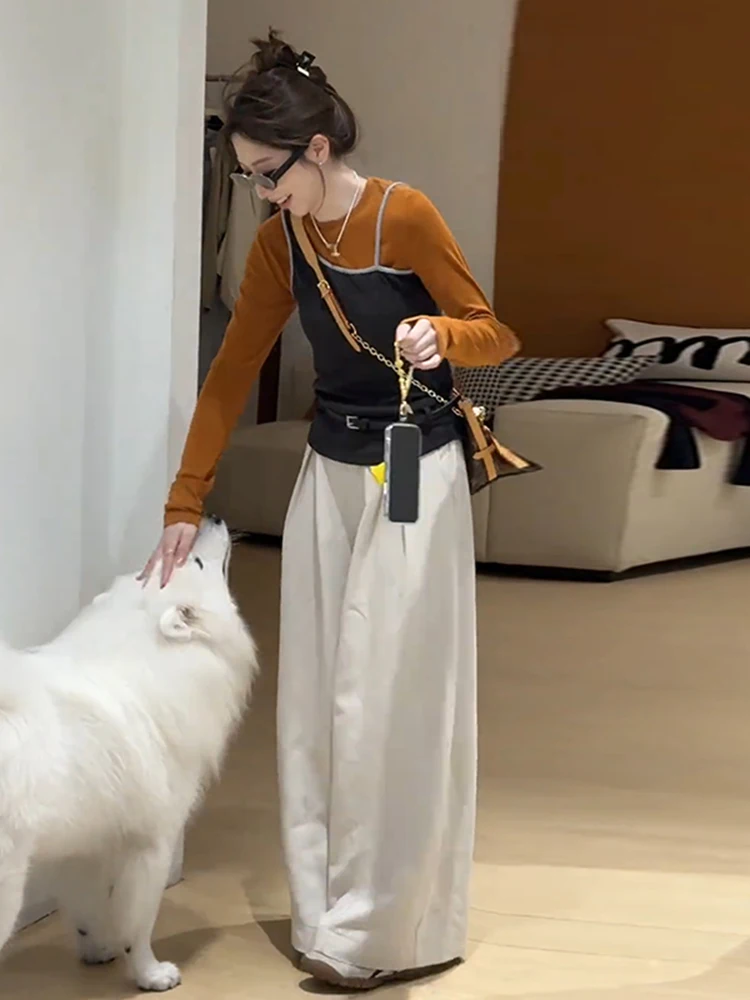 

Корейский вязаный лонгслив для женщин: осенне-зимний и весенний топ нового дизайна, облегающий, для прогулок