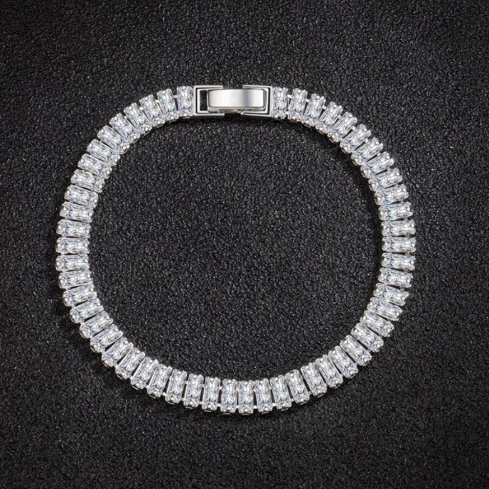 925 srebro bransoletka elegancki cyrkon kryształ biżuteria dla kobiet zaręczyny ślub Glamour biżuteria 18CM — zdjęcie 4