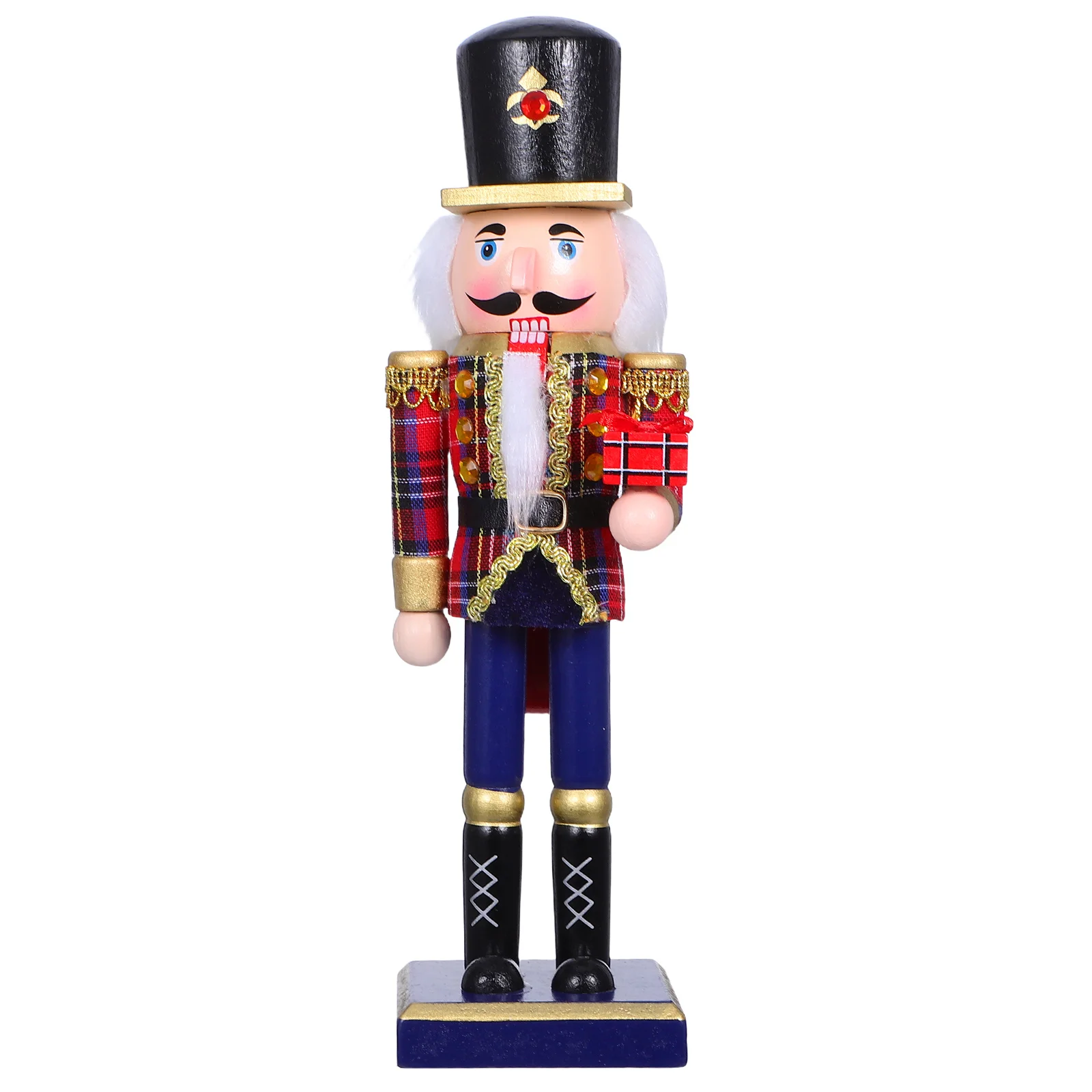 

25Cm Wooden Nutcracker Soldier Decor Classic Christmas Figure Festive Tabletop Mantel Decoration Holiday Spirit Wood Statue