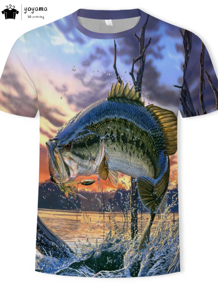 

Модные футболки с 3D рисунком для рыбалки, летние уличные мужские футболки с короткими рукавами, модные мужские топы, новая повседневная дышащая мужская одежда