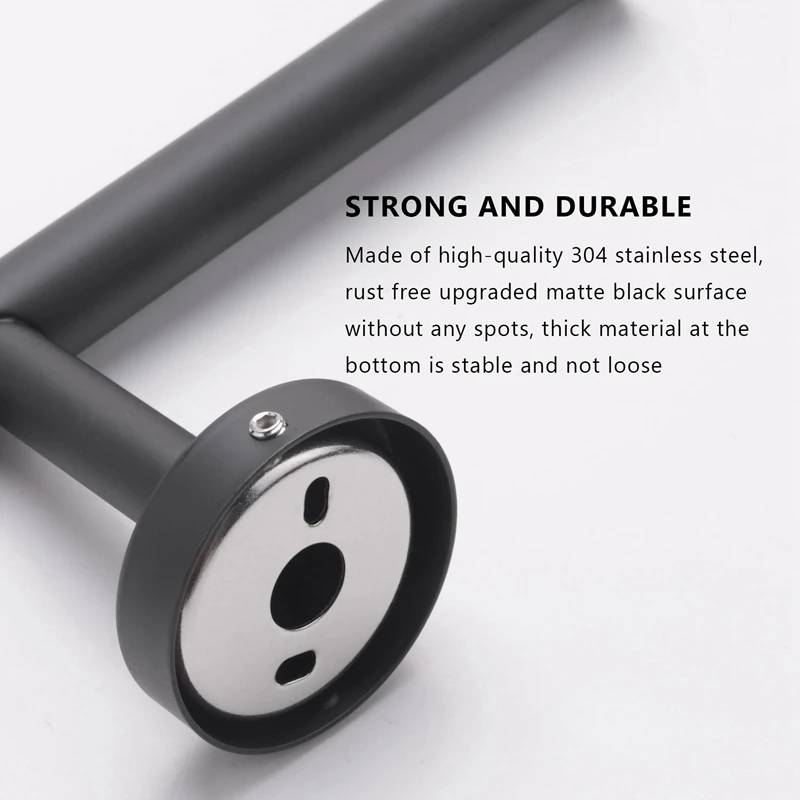 2Pcs Bathroom Hardware Black Towel Ring And Toilet Paper Holder Stainless Steel Bathroom Hand Towel Holder Towel