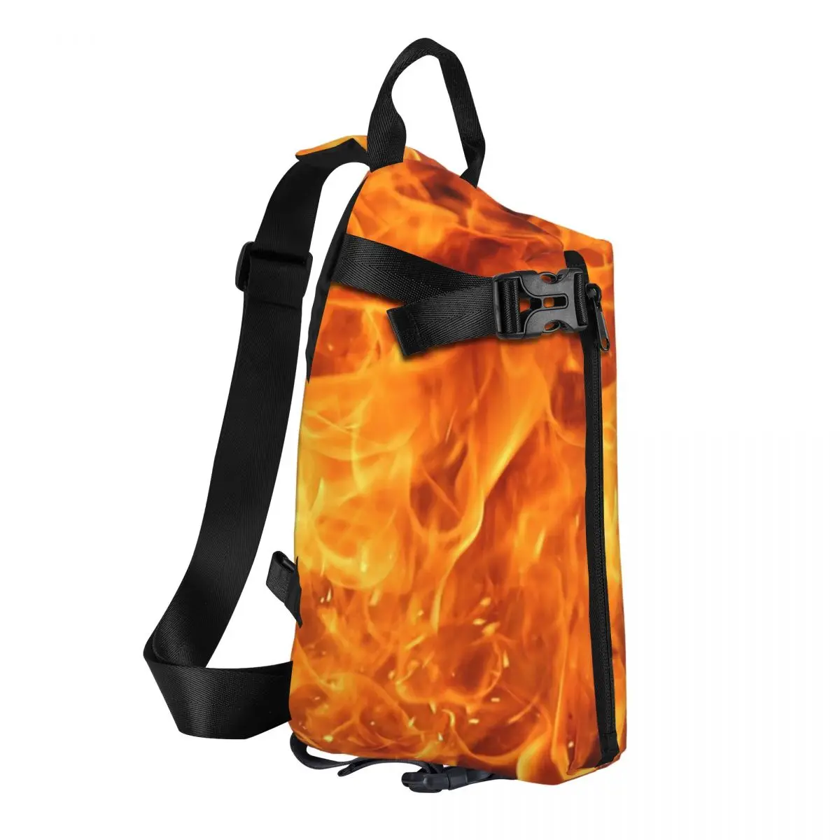 Burning Fire With Sparks Chest Bag Men Sling Crossbody Backpack Chest Bag Traveling Hiking Daypack Shoulder Bag