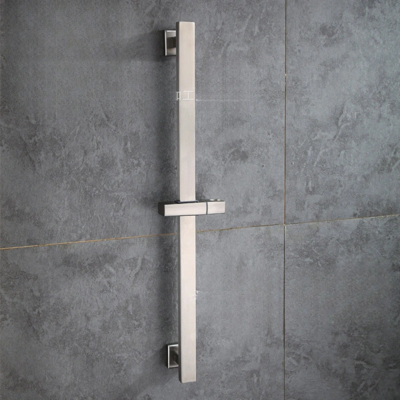 Square Slide Bar 304 Stainless Steel Adjustable Shower Bar Bathroom Shower Stand Lift Rod Wall Mounted Shower Slide Rod