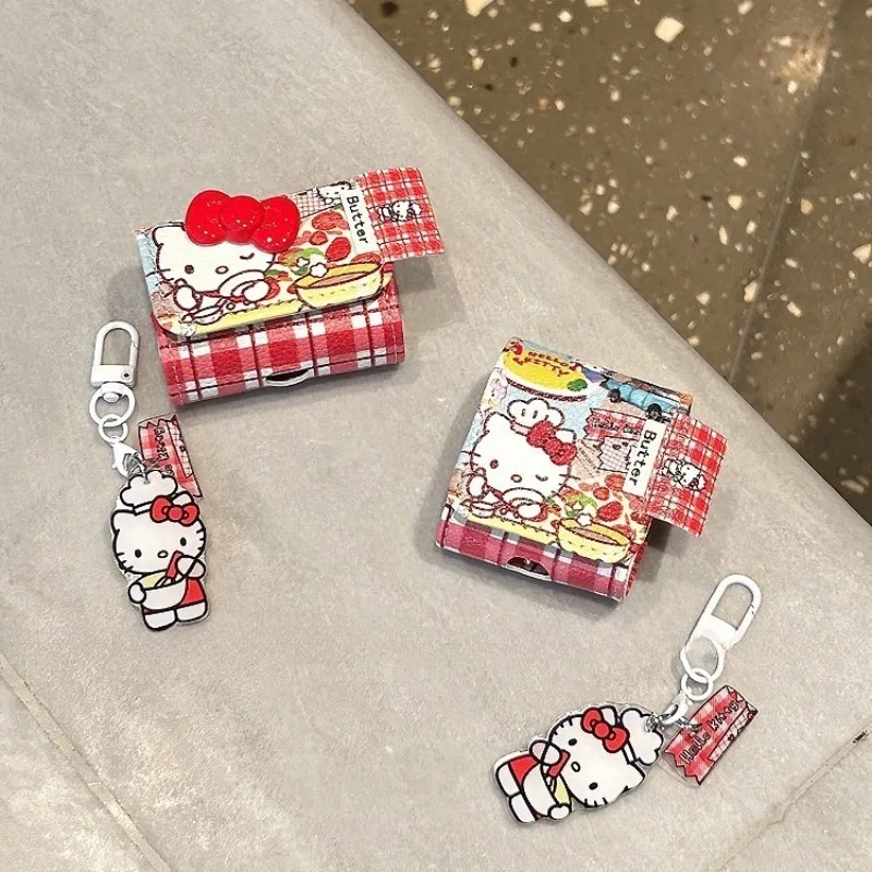 

Kawaii Hello Kitty Earphone Cover Cute Cartoon Leather Flip Accessories Desktop Decoration Women Supplies Student Gift Wholesale