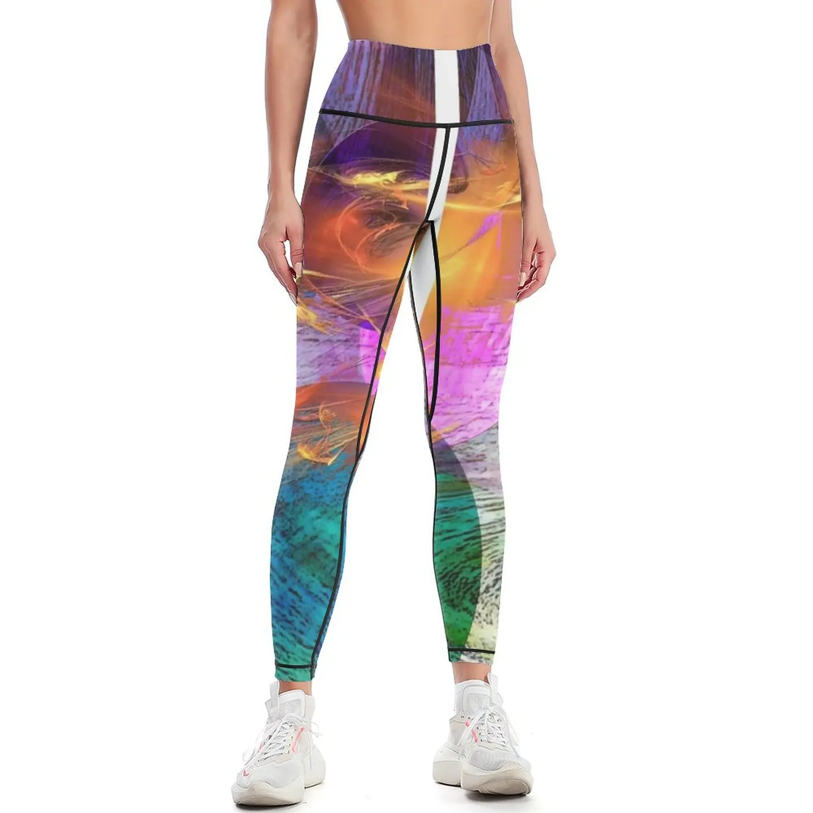 Ocean Fire (Square Version) - By John Robert Beck Leggings Women's push up push up fitness Women sports gym wear Womens Leggings