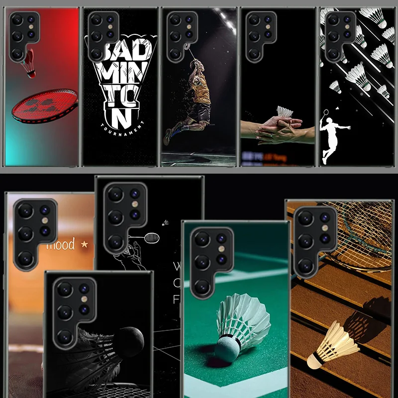 Badminton Sport Capa Phone Case For Samsung S26 Ultra S25 Edge Galaxy S23 S21 S20 S24 FE S22 S10 Plus Cover Clear TPU Shell Coqu