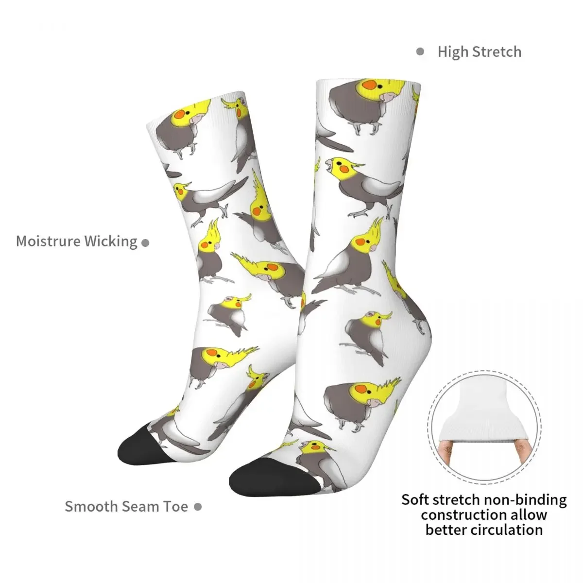 Cockatiel Doodle Pattern calzini Harajuku calze assorbenti per il sudore calze lunghe per tutte le stagioni accessori uomo donna regalo di compleanno