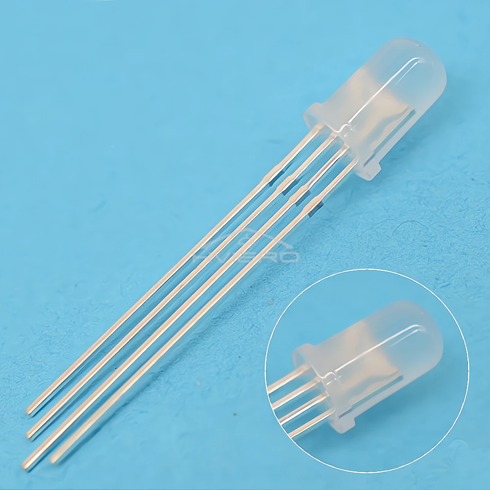 100/500/1000X 5 مللي متر مستديرة 4pin منتشر مصباح RGB ضوء ثلاثي الألوان الكاثود المشترك لتقوم بها بنفسك لوحة جو لمبات الثنائيات الباعثة للضوء LED