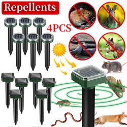 4PCS Solar Ultrasonic Rat Repellent Electronic Mouse Repeller Garden Snake Repeller Outdoor Insect Repeller Built Battery IP64