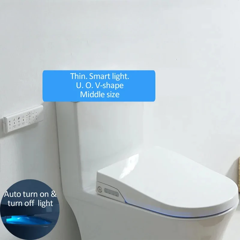Thin Design V. O. U Shape Smart Toilet Seat Electric Bidet Cover Night Light Intelligent Lid Sprayer Heat Clean Massage