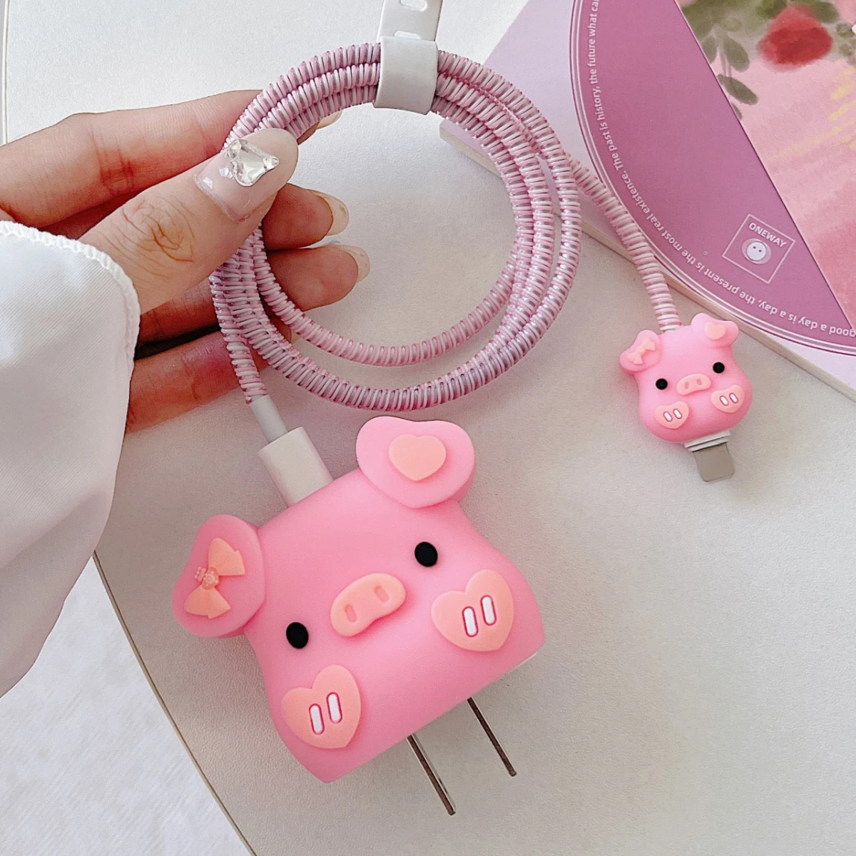 4pcs Cute Charging Data Cable Protector For iPhone 18/20w Charger Protective Cover Winder Accessories